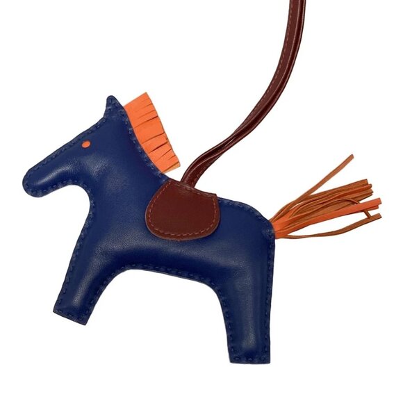 Auth HERMES Rodeo Charm MM Blue Bordeaux Orange Agneau Milo Unconfirmed - Picture 4 of 6